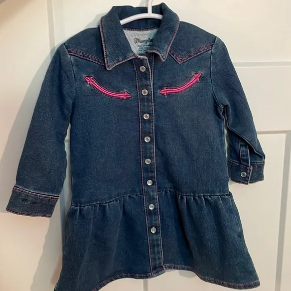 white christmas dresses Wrangler Scallop Yoke Denim Western Snap Shirt Dress 112356662 main image 0